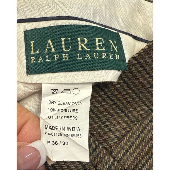 Lauren Ralph Lauren Men’s Pleated Cuffed Dress Pants Sz. 36X30 Small Plaid - Picture 9 of 9